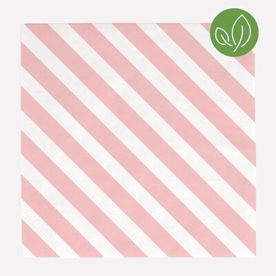 20 Paper napkins: pink stripes
