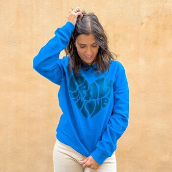 Sweat imprimé Crazy In Love Bleu pour femme - en coton bio 1