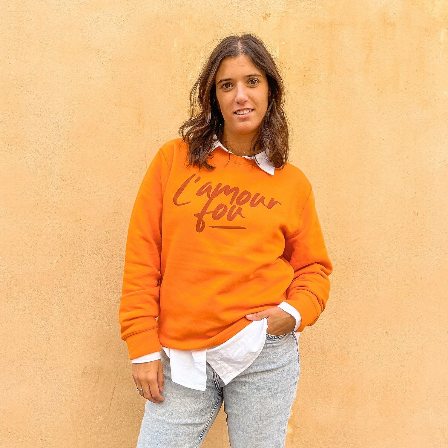 Sweat imprimé L'Amour Fou Orange pour femme - en coton bio