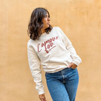 Sweat imprimé L'Amour Fou Blanc pour femme - en coton bio