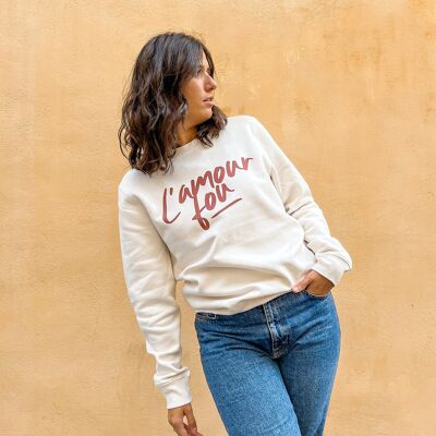 White L'Amour Fou printed sweatshirt for women - in organic cotton