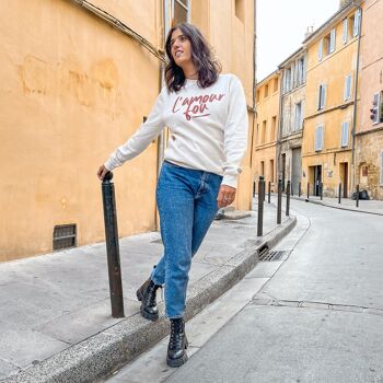 Sweat imprimé L'Amour Fou Blanc pour femme - en coton bio 2