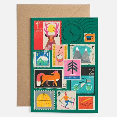 Briefmarken-Weihnachtskarte