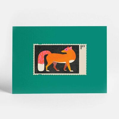 Cartolina francobollo volpe