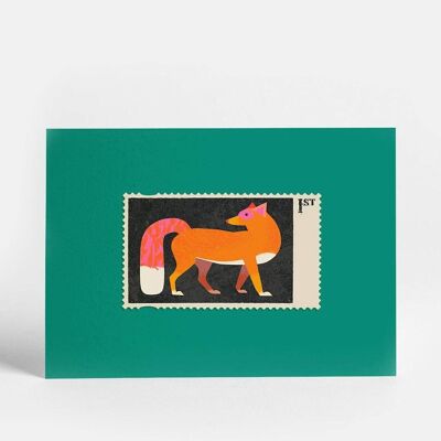 Cartolina francobollo volpe