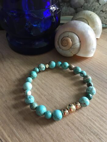 Bracelet en pierre de Turquoise et en hématite 3