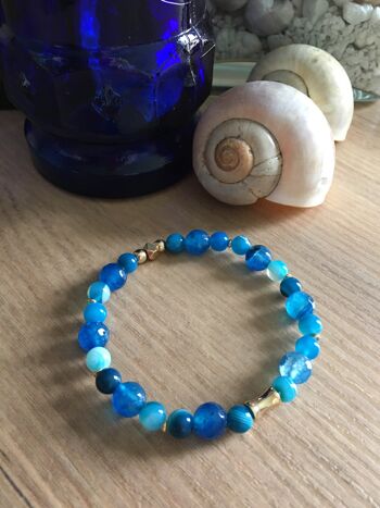 Bracelet en pierre d'Agate bleu outremer 3