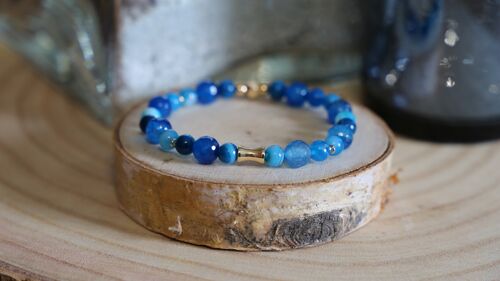 Bracelet en pierre d'Agate bleu outremer