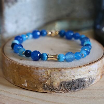 Bracelet en pierre d'Agate bleu outremer