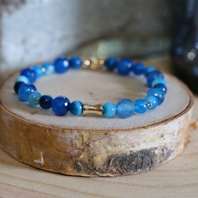 Bracelet en pierre d'Agate bleu outremer
