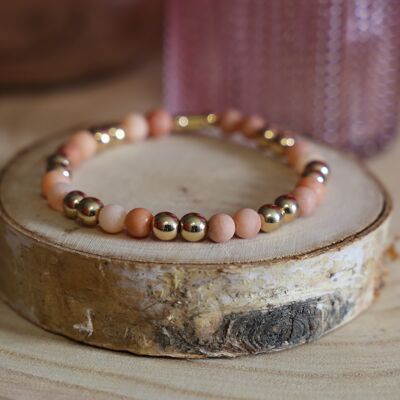Bracelet in orange Jade stone and golden Hematite stone