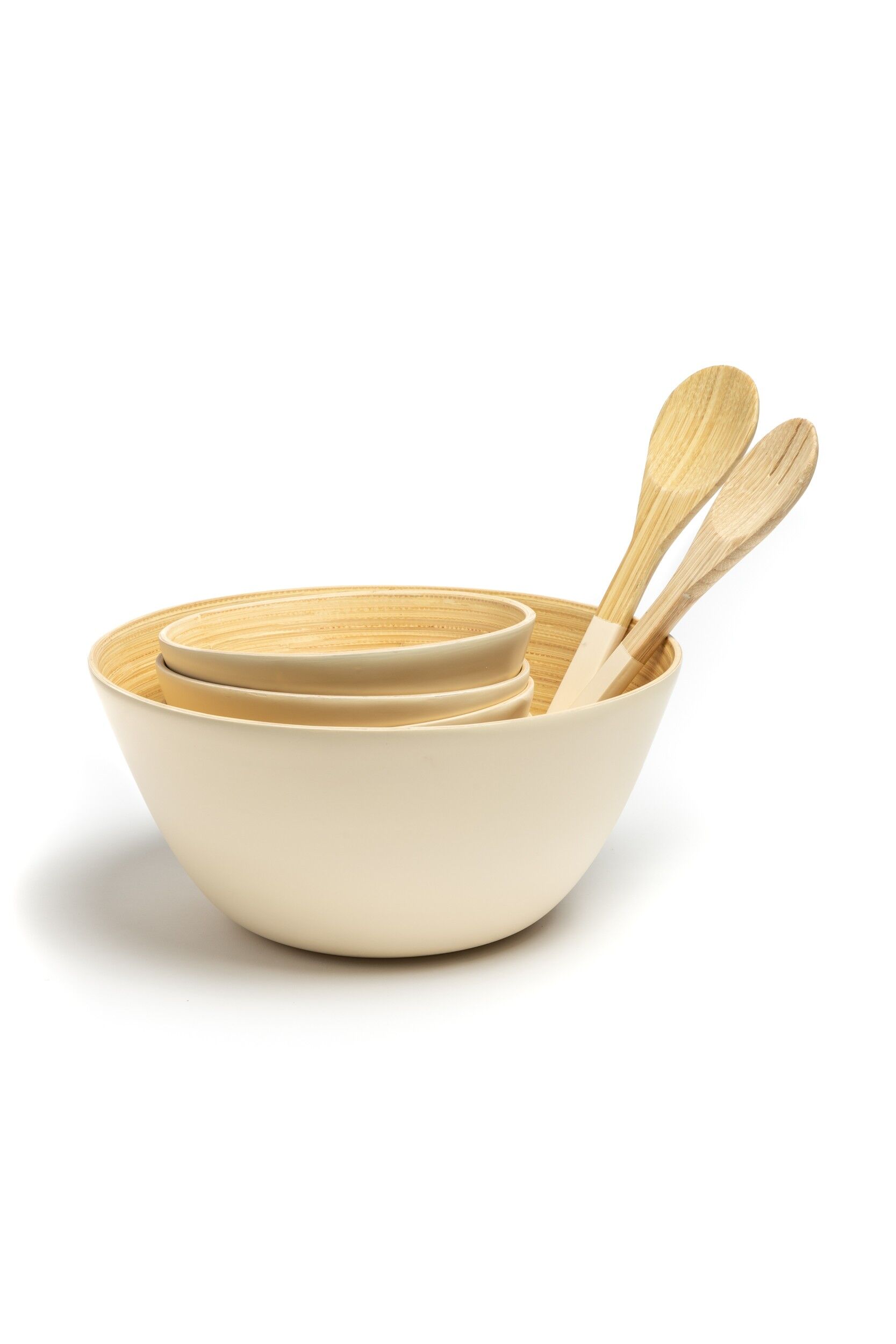 Bamboo set + grijpers, saladekom