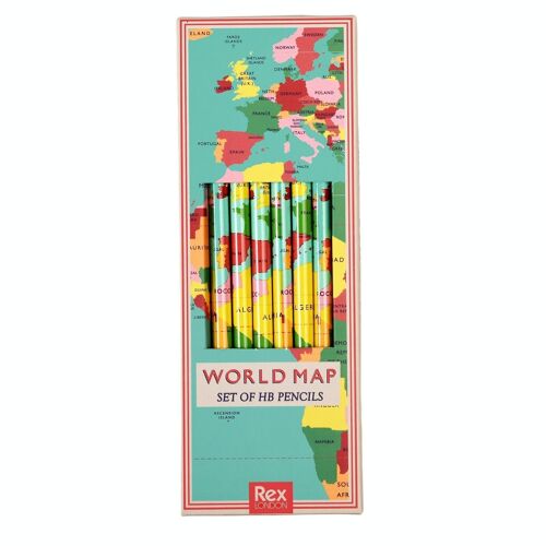 HB pencils (pack of 6) - World Map