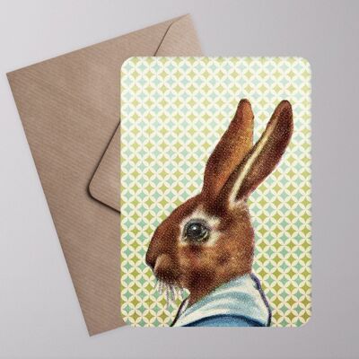Postal de conejo ›Sigue al conejito‹, tarjeta de Pascua