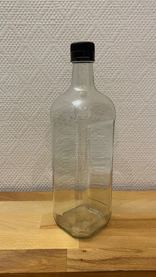 Bouteilles verre 1 litre + capsule à visser (colis 20 bouteilles) avec code barre