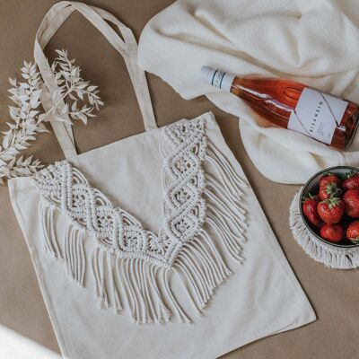 Boho shopping bag, Macrame tote bag