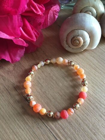 Bracelet en pierre d'Agate orange mat craquelée 3