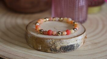 Bracelet en pierre d'Agate orange mat craquelée 1