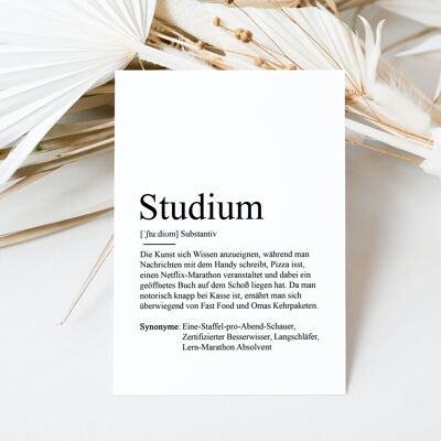 Postkarte STUDIUM Definition