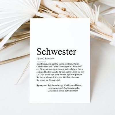 Postkarte SCHWESTER Definition