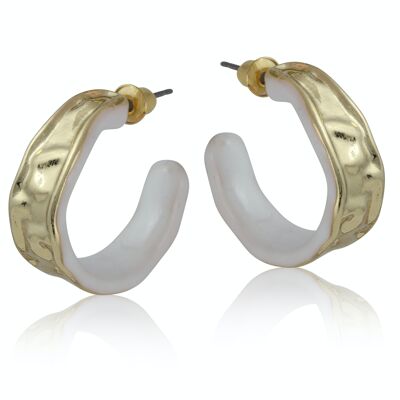 OLIVIA TWO TONE ENAMELLED IRREGULAR HOOP EARRINGS 2684