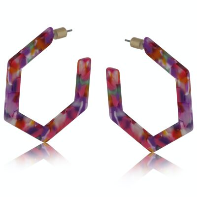 BOUCLES D'OREILLES EN RÉSINE HEXAGONE ERICA 2716