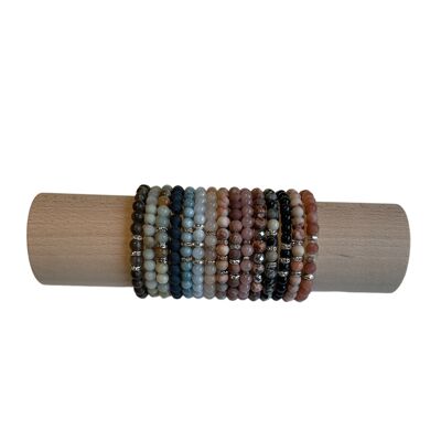 Pulseras de piedra natural para mujer en un rollo de 15 piezas.