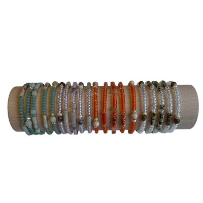 Bracelets femme en verre, pierre naturelle et/ou perles d'eau douce 20 pièces