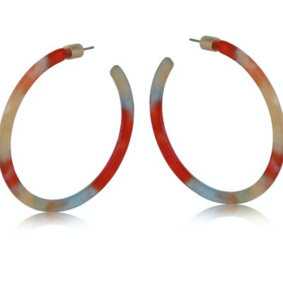 JULIA STAR PATTERN RESIN STATEMENT HOOP EARRINGS 2769