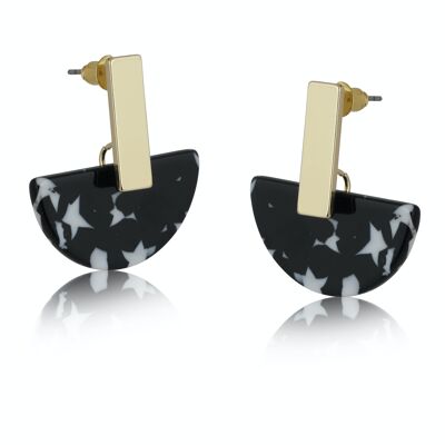 JULIA STAR PATTERN RESIN HALF DISC EARRINGS 2772