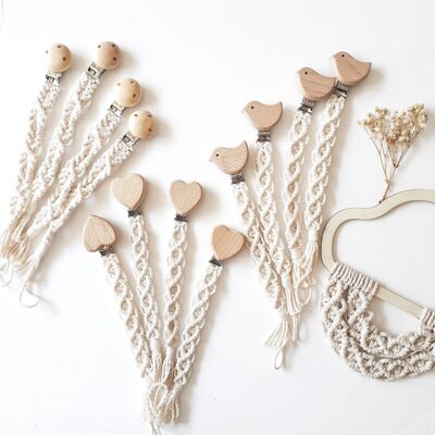 Natural Macramé Pacifier Clip