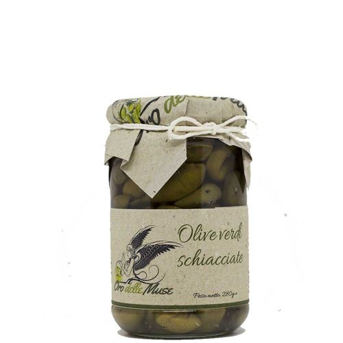 Olive verdi schiacciate in olio di oliva  Calabrese Gr 280