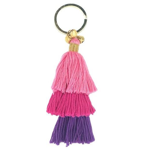 sustainable tassel keychain purple - organic cotton - handmade in Nepal - bag hanger - tassel keychain