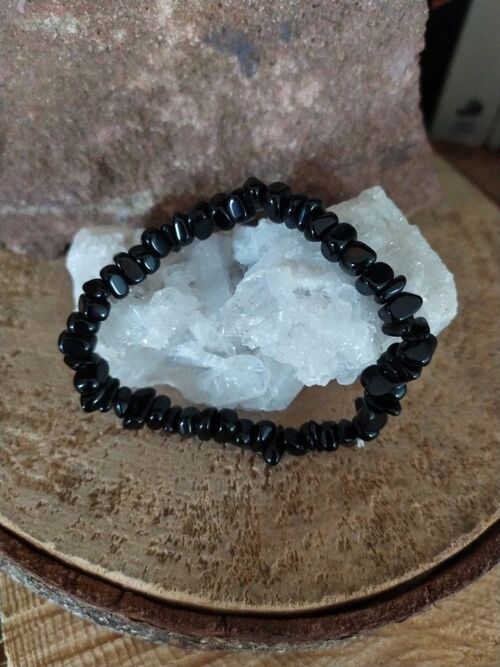 Bracelet baroque en obsidienne noire