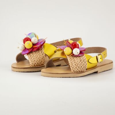 Greek Leather Kid Sandal for Summer: Hara