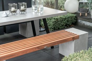 Banc en béton Novum Banc de jardin en bois d'acacia 200 cm 12