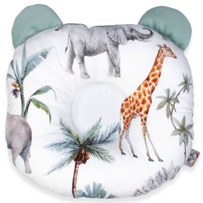 Anti-flat head cushion in cotton and velvet, Made in France Safari