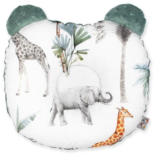 Coussin anti tête plate réversible en minky,  Made in France Safari