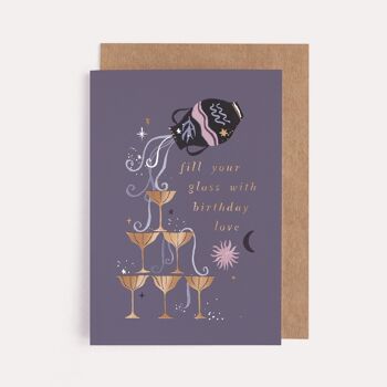 Cartes d'anniversaire "Bubbles" Cartes d'anniversaire du zodiaque | Signe astrologique Verseau | Carte d'astrologie | Carte d'anniversaire Verseau | Cartes d'anniversaire Horoscope | Cartes du zodiaque | Cartes Verseau