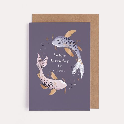 Birthday Cards "Koi" Zodiac Birthday Cards | Pisces Star Sign | Astrology Card | Pisces Birthday Card | Horoscope Birthday Cards | Zodiac Cards | Pisces Cards