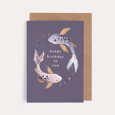 Geburtstagskarten „Koi“ Sternzeichen-Geburtstagskarten | Sternzeichen Fische | Astrologie-Karte | Fische Geburtstagskarte | Horoskop-Geburtstagskarten | Sternzeichenkarten | Fische-Karten