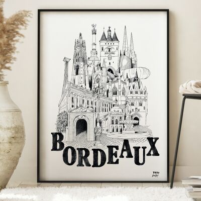 Poster La città di BORDEAUX - Mappa della città 50x70cm