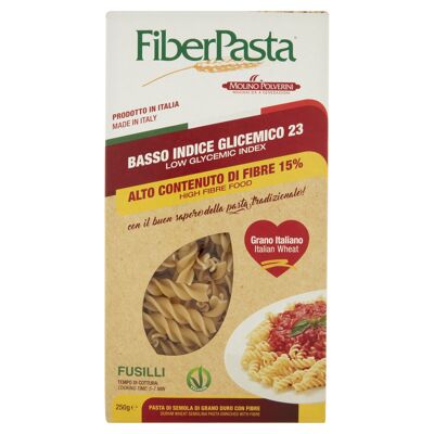 FiberPasta Fusilli à faible index glycémique et haute teneur en fibres, 250g
