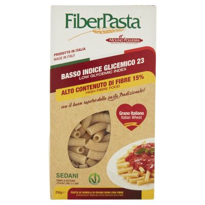FiberPasta Sedani à faible index glycémique et haute teneur en fibres, 250g