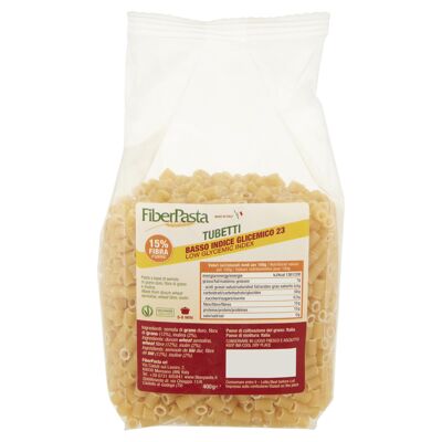 FiberPasta Tubes with low glycemic index and high fiber content, 400g