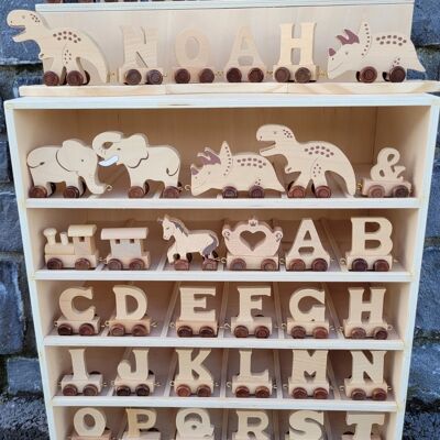 Wooden Name Train Letters, Natural Starter Pack - Kids Toy,