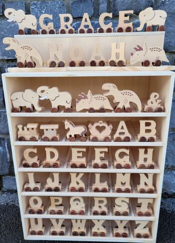 Lettres de train de nom en bois, pack de démarrage naturel - jouet pour enfants, 1
