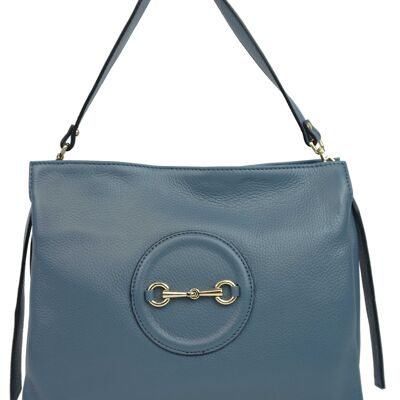 Clémence Leather Shoulder Bag Sky Blue