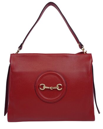 Sac porté épaule en cuir Clémence Rouge 1