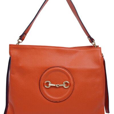 Clemence orange leather shoulder bag